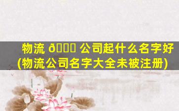 物流 🐞 公司起什么名字好(物流公司名字大全未被注册)